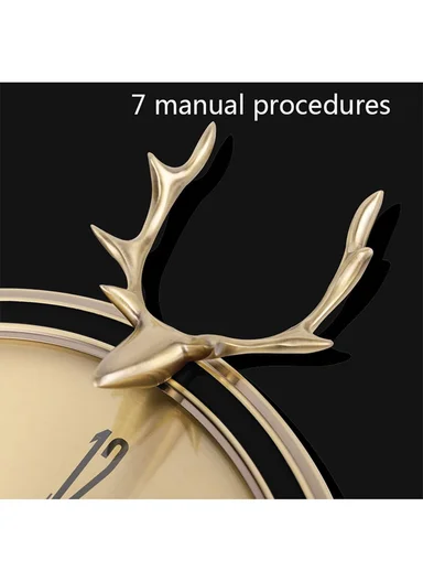 Luxury Deer Antler Design Wall Clock With Silent Quartz Movement (D32 × H63)cm BF364TS - Gold