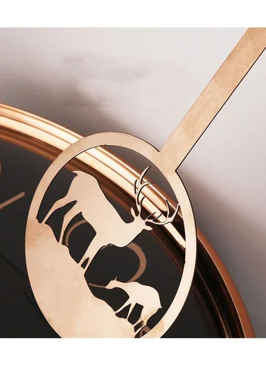 Luxury Deer Antler Design Wall Clock With Silent Quartz Movement (D32 × H63)cm BF364TS - Gold