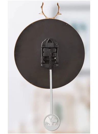 Luxury Deer Antler Design Wall Clock With Silent Quartz Movement (D32 × H63)cm BF364TS - Gold