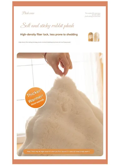 70x150cm 2-Seat Deluxe Faux Fur Bubble Design Sofa Cover - Beige