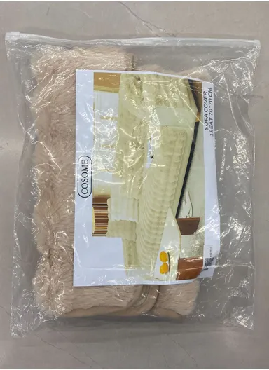 70x150cm 2-Seat Deluxe Faux Fur Bubble Design Sofa Cover - Beige