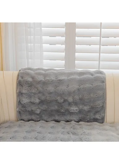 70x150cm 2-Seat Deluxe Faux Fur Bubble Design Sofa Cover - Blue-Grey
