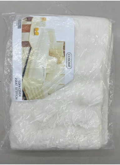 70x180cm 3-Seat Deluxe Faux Fur Bubble Design Sofa Cover - White