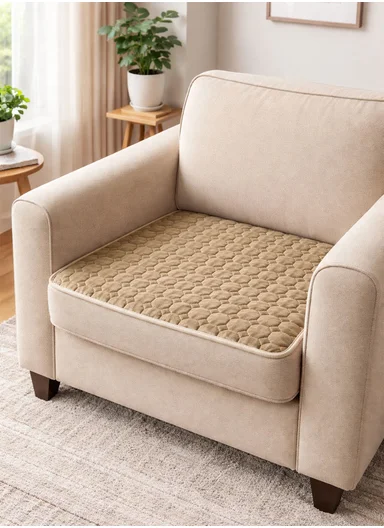 70x70cm 1-Seat Octagon Quilted Plush Non-Slip Sofa Cover - Dark Beige