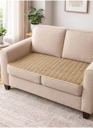 70x150cm 2-Seat Octagon Quilted Plush Non-Slip Sofa Cover - Dark Beige