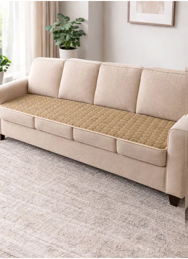 70x210cm 4-Seat Octagon Quilted Plush Non-Slip Sofa Cover - Dark Beige