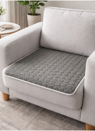 70x70cm 1-Seat Octagon Quilted Plush Non-Slip Sofa Cover - Grey