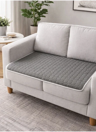 70x150cm 2-Seat Octagon Quilted Plush Non-Slip Sofa Cover - Grey