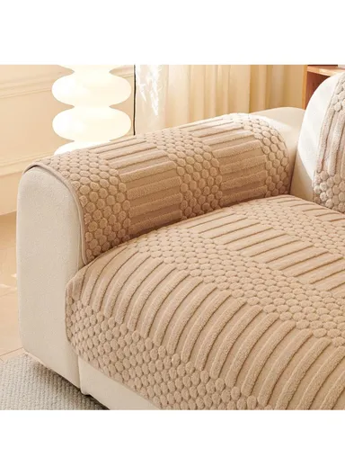 70x150cm 2-Seat Knitted Swirl Design Sofa Cover - Blue-Grey