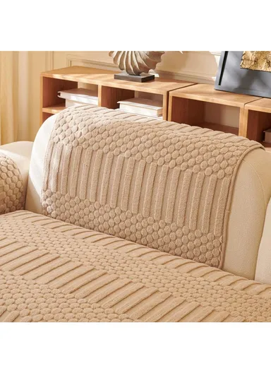 70x150cm 2-Seat Knitted Swirl Design Sofa Cover - Blue-Grey