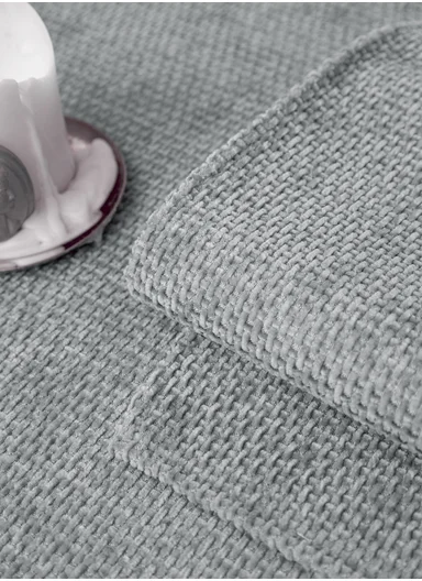 70x150cm 2-Seat Rustic Chenille Sofa Cover with Cream Braided Trim - Grey