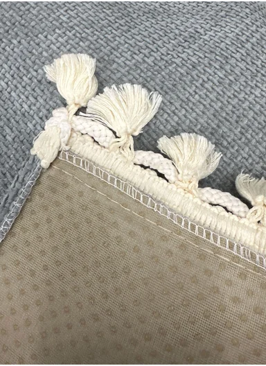 70x150cm 2-Seat Rustic Chenille Sofa Cover with Cream Braided Trim - Grey