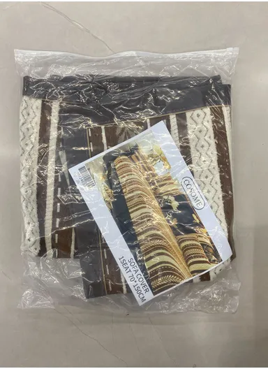 70x180cm 3-Seat Stripe Pattern Quilted Chenille Sofa Cover - Brown &amp; Beige