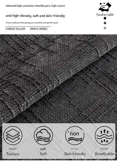 70x180cm 3-Seat Rustic Woven Sofa Cover with Braided Trim - Light Grey