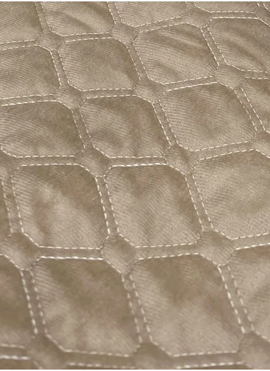 70x180cm 3-Seat Luxury Quilted Velvet Non-Slip Sofa/Couch Cover with Lace Trim - Beige