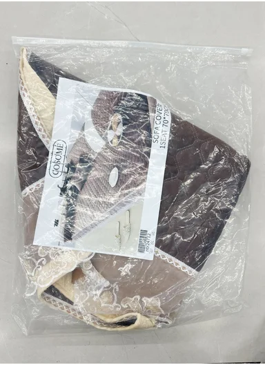 70x210cm 4-Seat Luxury Quilted Velvet Non-Slip Sofa/Couch Cover with Lace Trim - Brown