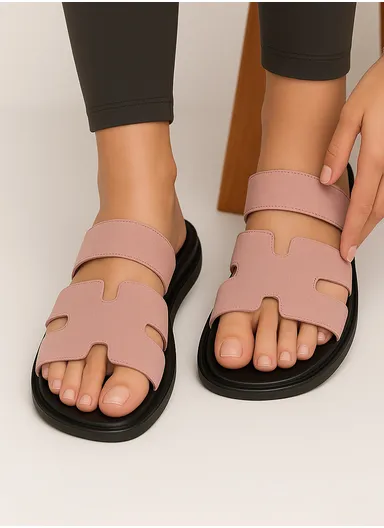 Comfortable Stylish Women's Flat Summer Slippers Open Toe - Pink