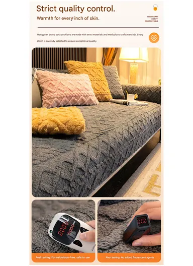 70x150cm 2-Seat Diamond Pattern Fluffy Sofa Cover - Blue-Grey