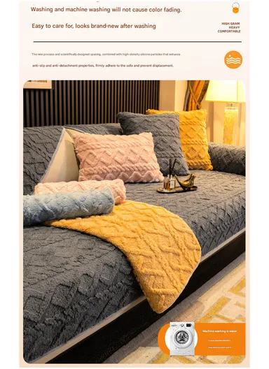 70x150cm 2-Seat Diamond Pattern Fluffy Sofa Cover - Brown