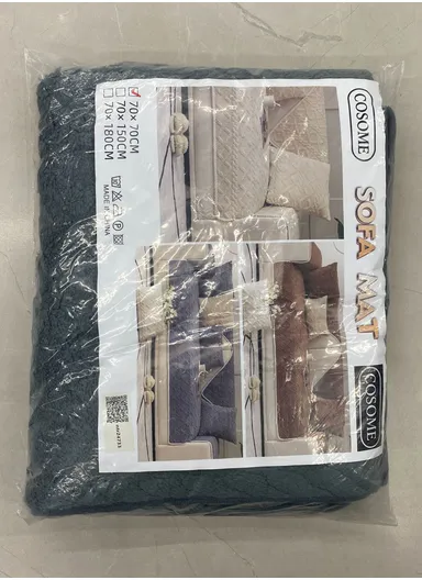 70x180cm 3-Seat Diamond Pattern Fluffy Sofa Cover - Blue-Grey