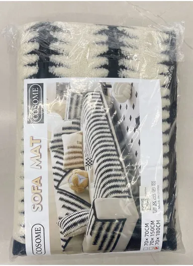70x70cm 1-Seat Geometric Soft Fleece Sofa Cushion - Beige &amp; Black