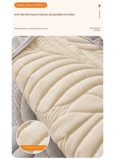 70x150cm 2-Seat Plush Leaf Design Sofa Cushion - Cream