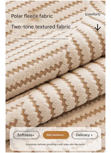 70x150cm 2-Seat Zigzag Pattern Velvety Sofa Cushion - Khaki