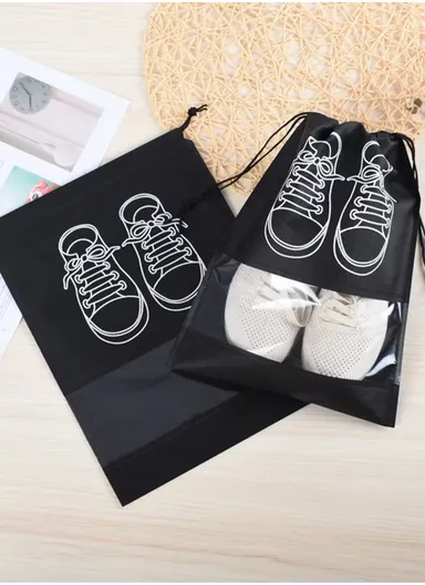 10 PCS Shoes Bags, Waterproof, Dustproof Portable Travel Bags with Drawstring &amp; Clear Lock, Ideal for Travel &amp; Daily Use (L44 x W32)cm - Grey