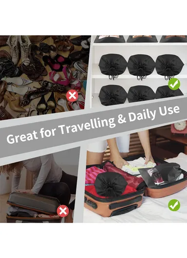 10 PCS Shoes Bags, Waterproof, Dustproof Portable Travel Bags with Drawstring &amp; Clear Lock, Ideal for Travel &amp; Daily Use (L44 x W32)cm - Black