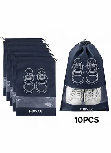 10 PCS Shoes Bags, Waterproof, Dustproof Portable Travel Bags with Drawstring &amp; Clear Lock, Ideal for Travel &amp; Daily Use (L44 x W32)cm - Blue