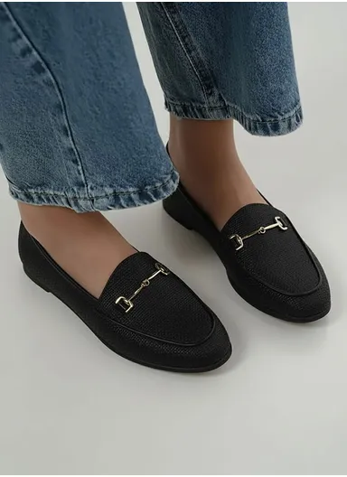 Women's Slip-On Flat Loafers 1116-5 - Black
