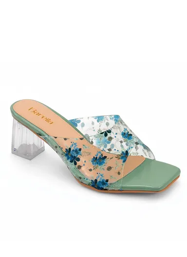 Glamorous Transparent Slip-On Heels 1994-1 - Green