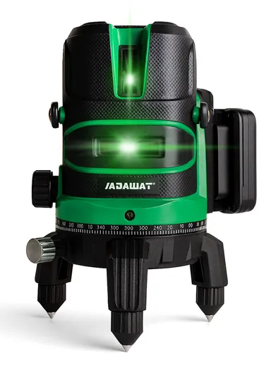 Professional 12-Line Laser Level Kit with 360° Rotating Base, 2 Rechargeable Battery, Self-Leveling, ±1mm Precision, 20m Range for Indoor &amp; Outdoor Use