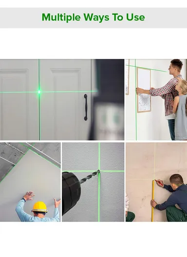 Professional 12-Line Laser Level Kit with 360° Rotating Base, 2 Rechargeable Battery, Self-Leveling, ±1mm Precision, 20m Range for Indoor &amp; Outdoor Use