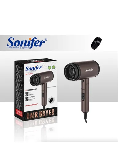 2000W Foldable Professional Hair Dryer with Cool Shot, Overheat Protection, 2 Speeds &amp; Ring Nozzle SF-9690