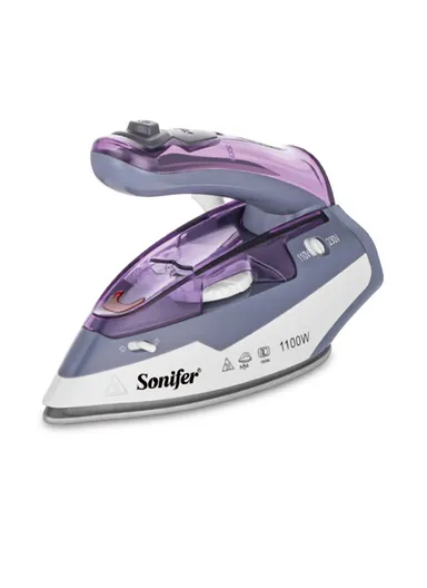 900-1100W Travel Electric Foldable Steam Iron with Ceramic Base &amp; Temperature Control SF-9054 - Purple