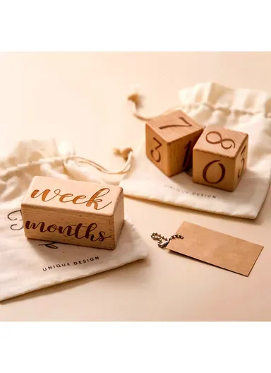 Wooden Baby Photography Props 1Set Baby Monthly Record Growth Milestone Block Photo Milestone