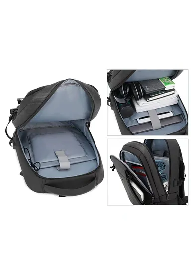 15.6" Anti-Theft Backpack with USB Charging Port &amp; Laptop Compartment Business Travel EF91M - Black