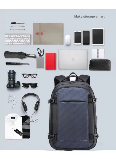 15.6" Anti-Theft Backpack with USB Charging Port &amp; Laptop Compartment Business Travel EF91M - Black