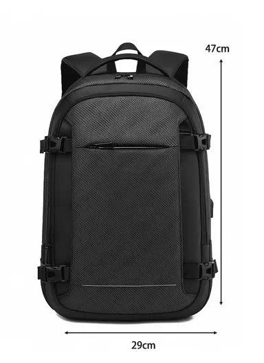 15.6" Anti-Theft Backpack with USB Charging Port &amp; Laptop Compartment Business Travel EF91M - Black
