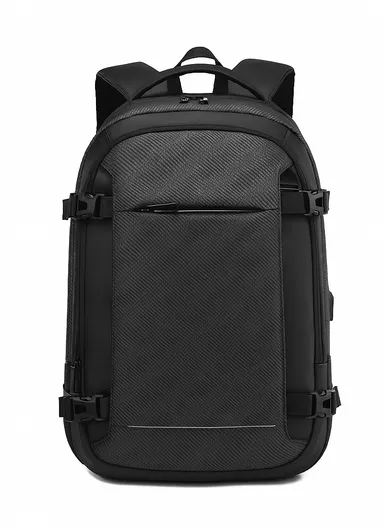 15.6" Anti-Theft Backpack with USB Charging Port &amp; Laptop Compartment Business Travel EF91M - Black