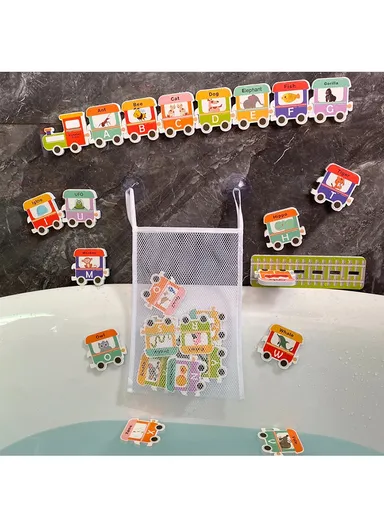 Train Bath Eva Foam Floating Toys English Alphabet and Traffic, Educational Bath Toy Set for Kid puzzle