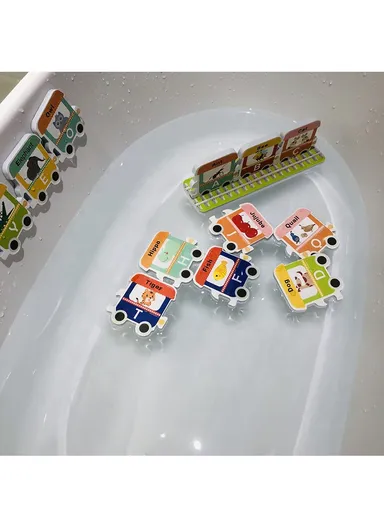 Train Bath Eva Foam Floating Toys English Alphabet and Traffic, Educational Bath Toy Set for Kid puzzle