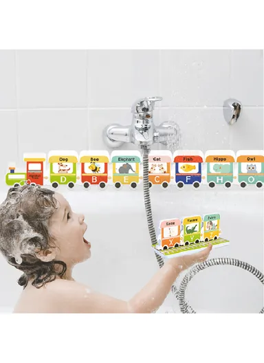 Train Bath Eva Foam Floating Toys English Alphabet and Traffic, Educational Bath Toy Set for Kid puzzle