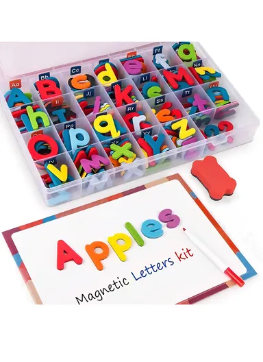 English Alphabet Learning Magnets Letters, Numbers &amp; Magnetic Symbols for Fridge, Colorful Lowercase Education for Spelling - Multicolor