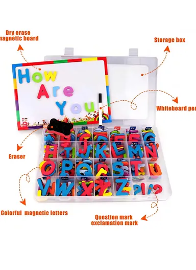 English Alphabet Learning Magnets Letters, Numbers &amp; Magnetic Symbols for Fridge, Colorful Lowercase Education for Spelling - Multicolor