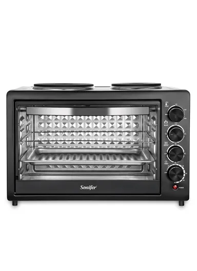 1700W 38L Multi-Function Electric Oven with Top Stove, Adjustable Temperature &amp; Timer SF-4044