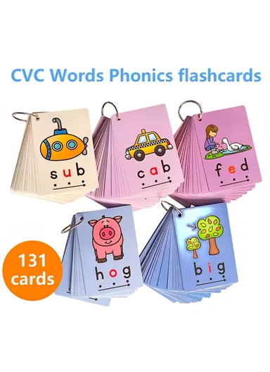 CVC Words flashcards Sight Word Flash Cards Toddler Preschool Early Educational Learning Games