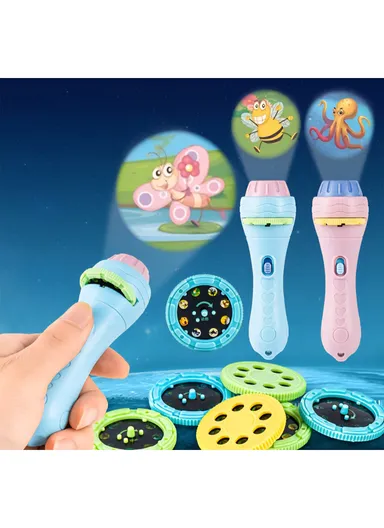 Flashlight Projector Torch Lamp Toy Cute Cartoon Creativity Toy Torch Lamp Flashlight Projector Toy Baby - Pink