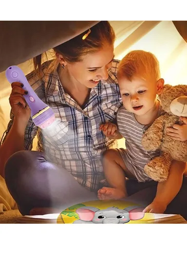 Flashlight Projector Torch Lamp Toy Cute Cartoon Creativity Toy Torch Lamp Flashlight Projector Toy Baby - Pink